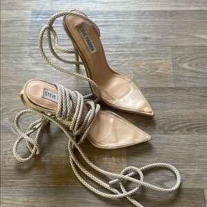 Steve Madden Beige Lace-Up Heels